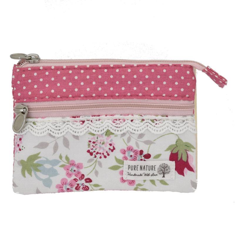 Mini Patchwork Kosmetiktasche Blumen rose